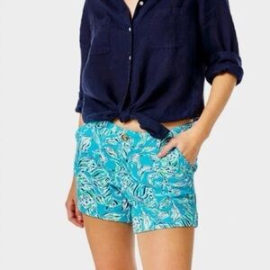 Lilly Pulitzer Callahan Knit Shorts Turquoise Oasis 5” inseam